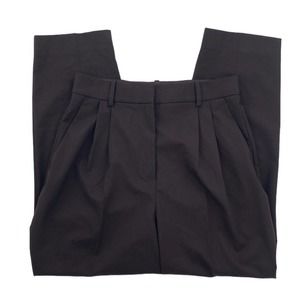 H&M Women's Dark Brown Pleated Dress Work Pants Cropped Recycled Size 8 New